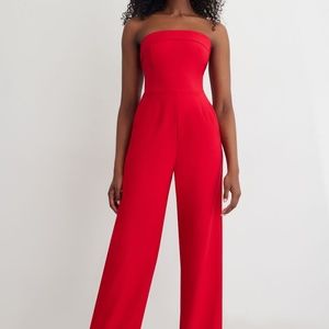 Dynamite Red Strapless Jumpsuit